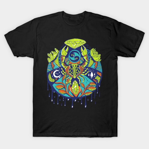 Tetradic Mystic Cancer T-Shirt by kenallouis